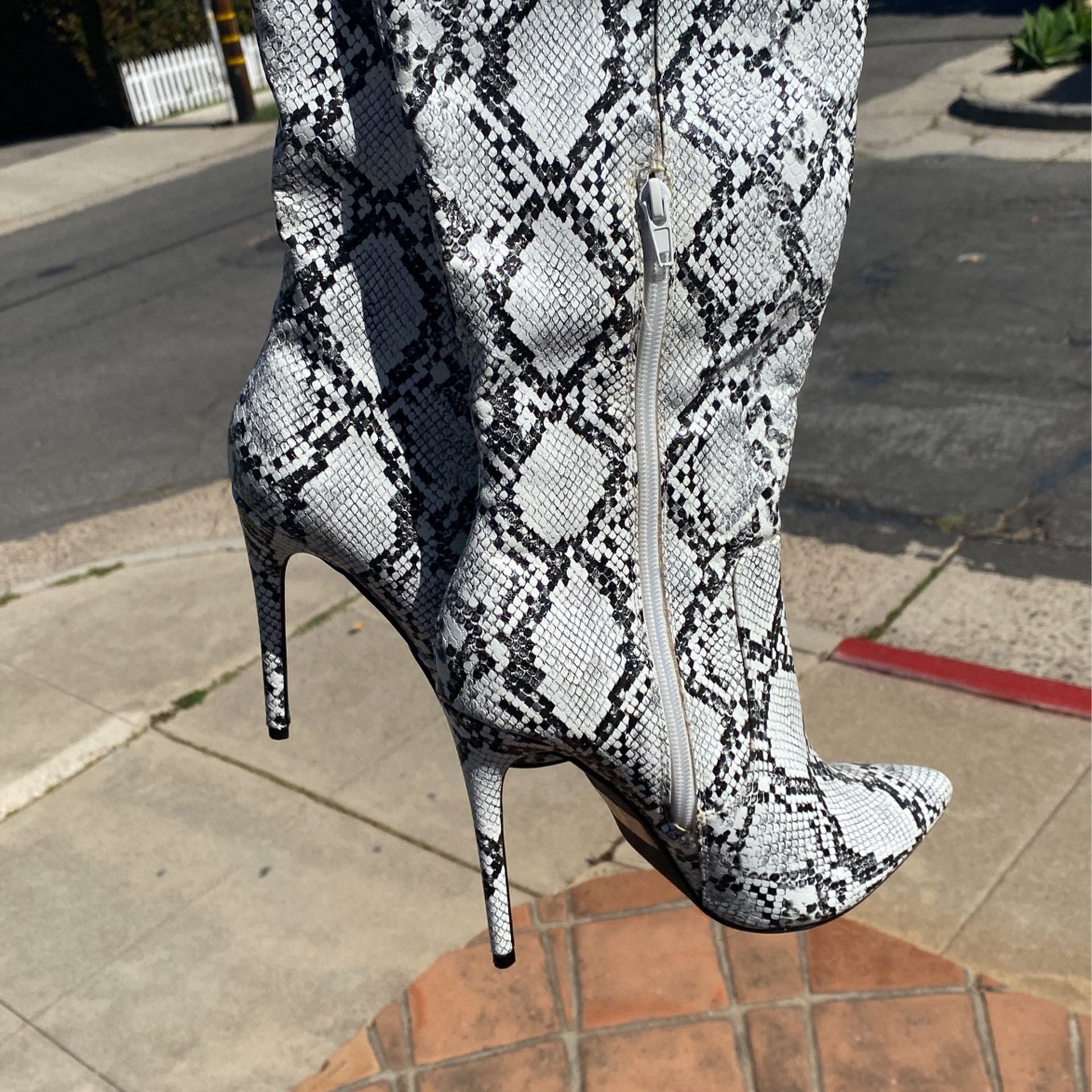 Tall Snake Print Boots