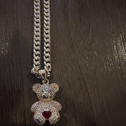 Cuban Chain In Gold Plated With Bear