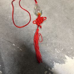Unique Asian Red Knots Gourd Shape Flowers Bottle Pendant With Red Braided Rope
