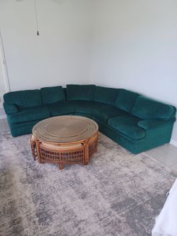 4 piece, green sectional, with absolutely no damage and rarely used still very firm.