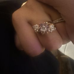 Pink Diamond Gold Rose Ring 