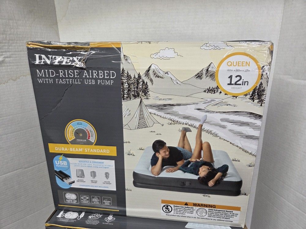 Intex 12" H, Queen Size Air Mattress With Built-in Pump Brand New (Price Is Firm)