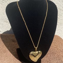 Vintage Large Givenchy Heart Pendant Necklace 32”