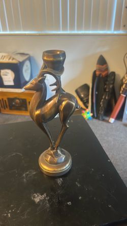century brass deer candlestick holder