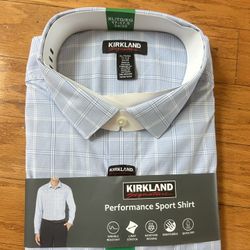 NWT Kirkland Signature Men's Performance Sport Shirt size XL 17-17.5 34/35