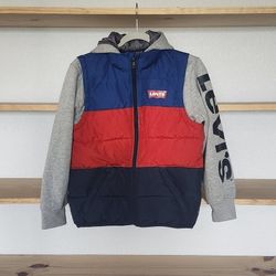 Levi's Kids Colorblock Puffer Jacket - Red, Blue, Gray