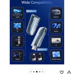 2026 Upgraded Wireless HDMI Transmitter and Receiver 328FT/100M, 4K Decode 1080P@60Hz Ultra HD Video Output, LED Display Plug&Play 5G+2.4G for Video a