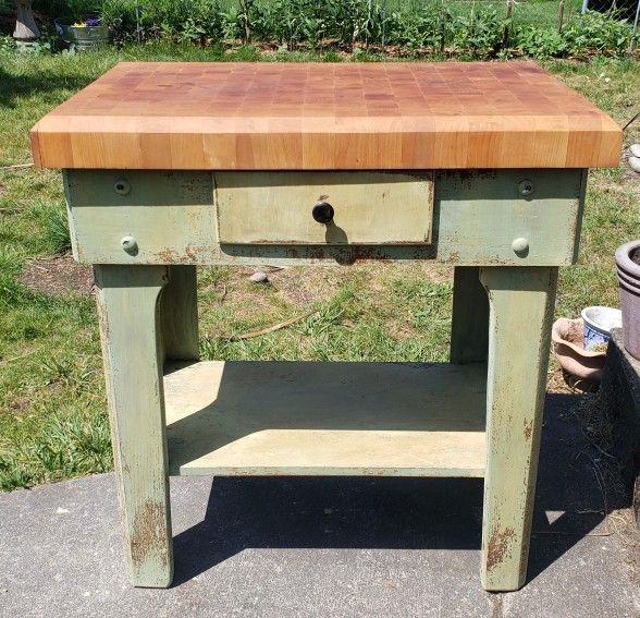Antique Butcher Block Island
