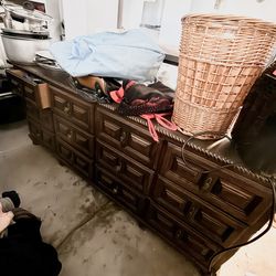 Walnut wood big dresser $300