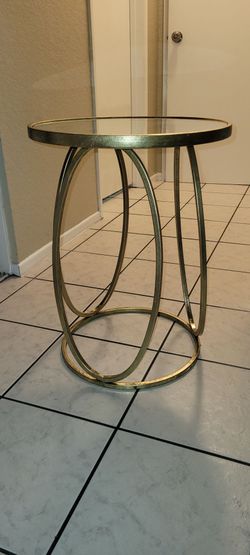 Gold round glass end table