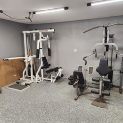 2 Cable Machines Full Body Home Gym Exercise Workout Equipment 