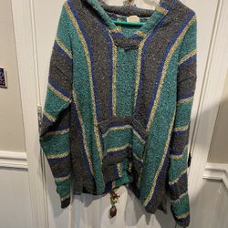 Adult Size Large Mexican BAJA Hoodie Serape