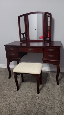 Wood Vanity with Bench