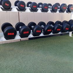 ROUND HEAD DUMBBELLS SET 5-50 AND RACK 