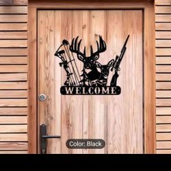 Welcome Deer Metal Art Sign