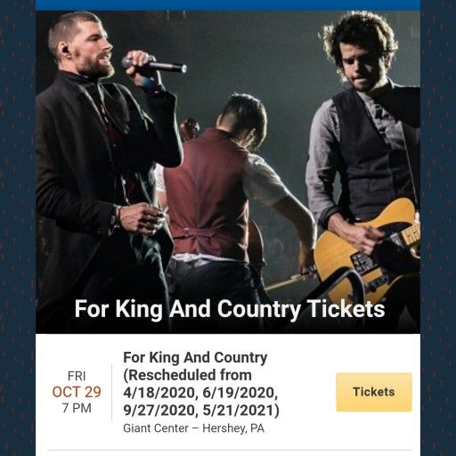 (2) Tickets King and Country