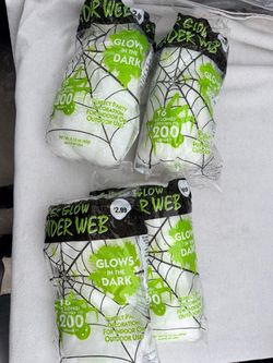 Super Glow Spider Web Halloween Decoration (4 Pack)