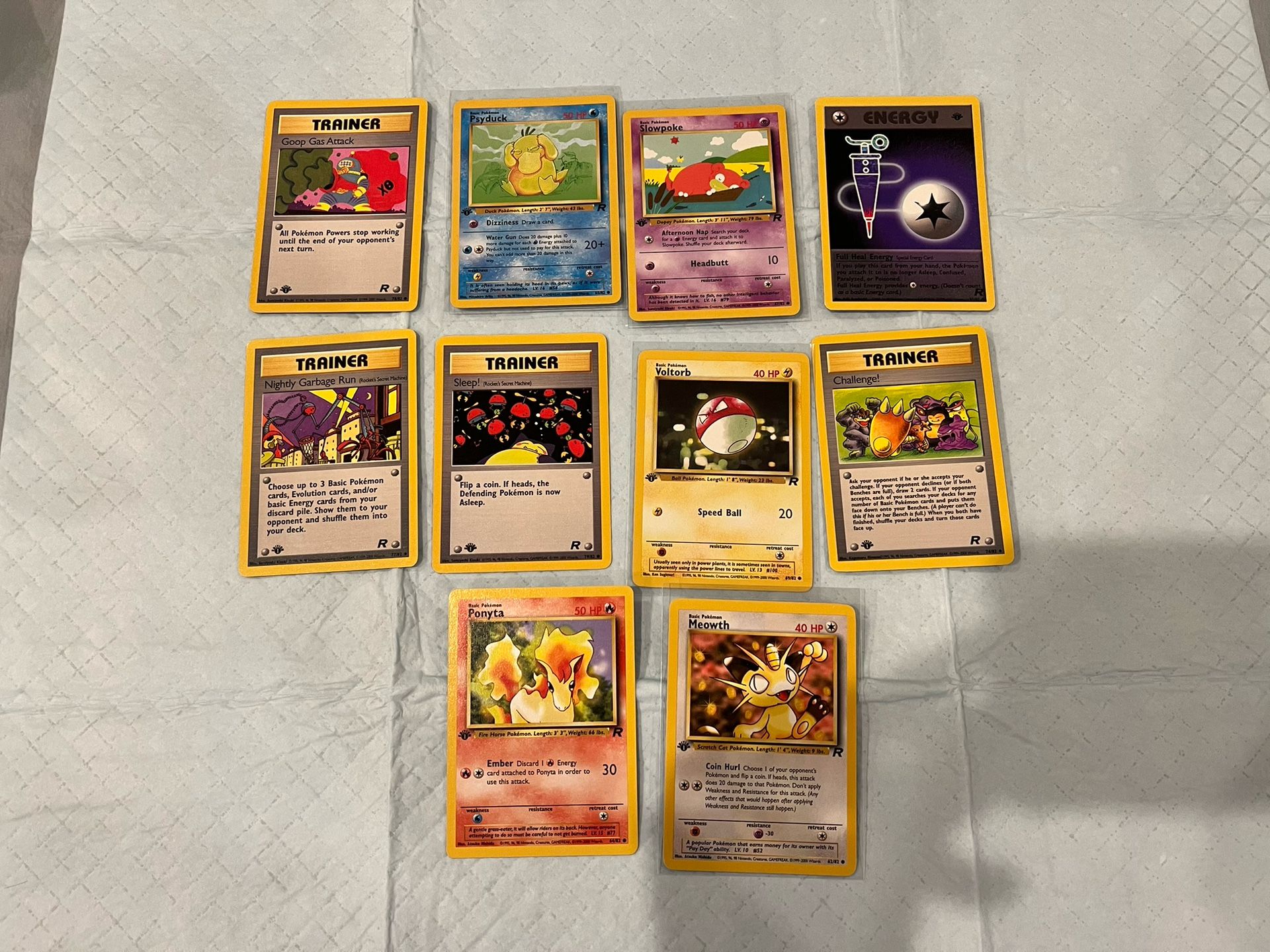 10 1st Edition Team Rocket Pokemon Cards - LP/NM