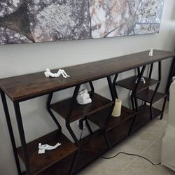 7 foot long table with iron/wood