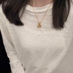  Gold/ Dice Double Cross Necklace with Diamonds