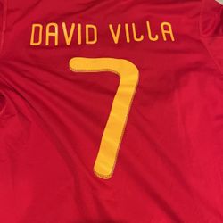 David Villa Home Jersey Spain Size M