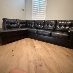 Faux Leather Sectional Sofa with Chaise 
