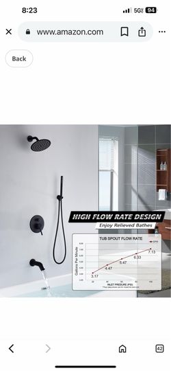 Brushed Nickel Shower System with Waterfall Tub Spout Black, And Chrome And Nickel  C32