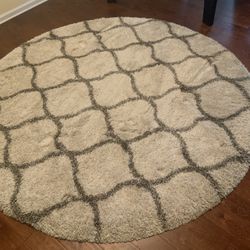 Two 8x8 Ivory/Grey Round Area Rugs