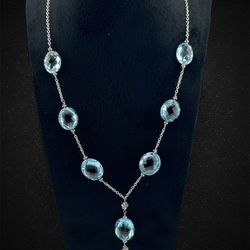 14k White Gold Color Stone Pendant 