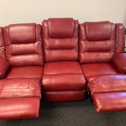 💥💥 Ashley Red Salsa Reclining Sofa Couch 