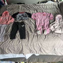 Girls size 2T clothes. Minor piling. Alll pink/peach are carters. Black pants garanimals & Disney pj top. Adorable kids matching sets. Includes hoodie