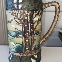 7” ATQ Nippon Moriage Old Noritake beer Stein Moriage Woodland trees Scene