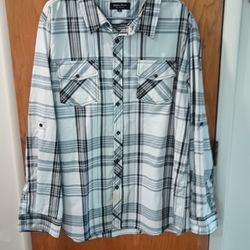 A plaid shirt grey and white
