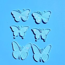 6pc Holographic Butterfly Resin Molds - 3 Sizes - DIY Keyring or Ornament Molds