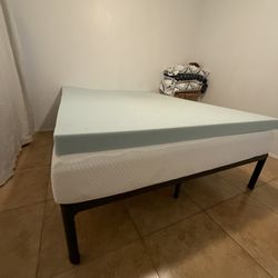 Queen bed $100 bed, frame mattress, and mattress topper included