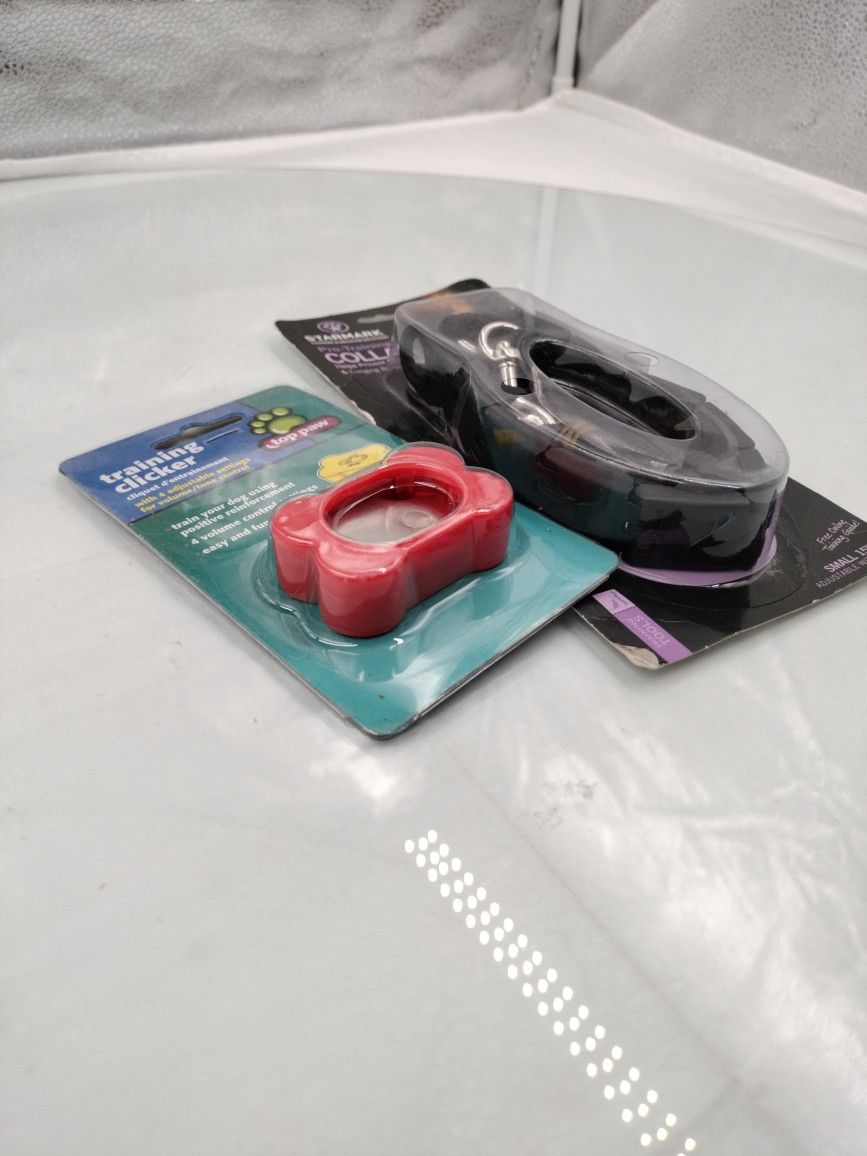 Starmark Pro Training Collar & Top Paw Training Clicker Combo Lot