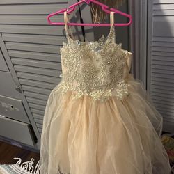 Girls Champagne Dress N Shoes