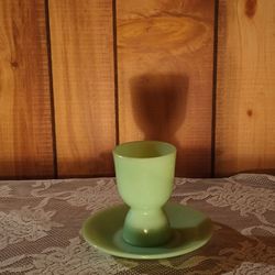 Fire King Jadite Egg Cup and Saucer 