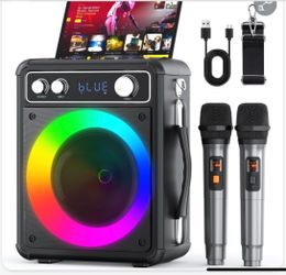 Karaoke portable with 2 microphones wireless