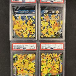 PSA 10 Pikachu 25th Anniversary Collection Japanese Pokemon SEQUENTIAL 4 SLABS 