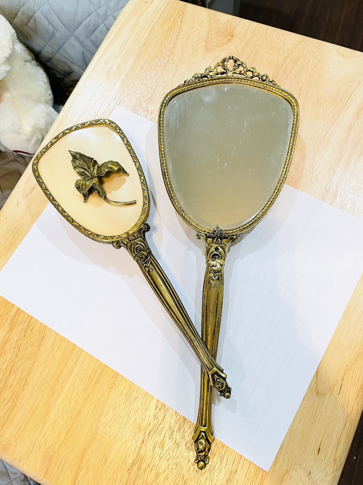 Vintage Gold Mirror And Brush Set 