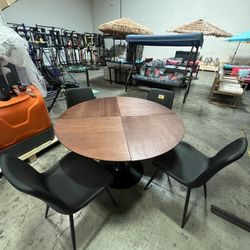 $225.00 !!! New 47.2” Round Wooden Dining Table + 4 Chairs Set