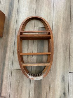 Teak bathroom shelf
