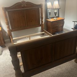Queen Bed Frame Headboard/Footboard/Siderails (real wood)