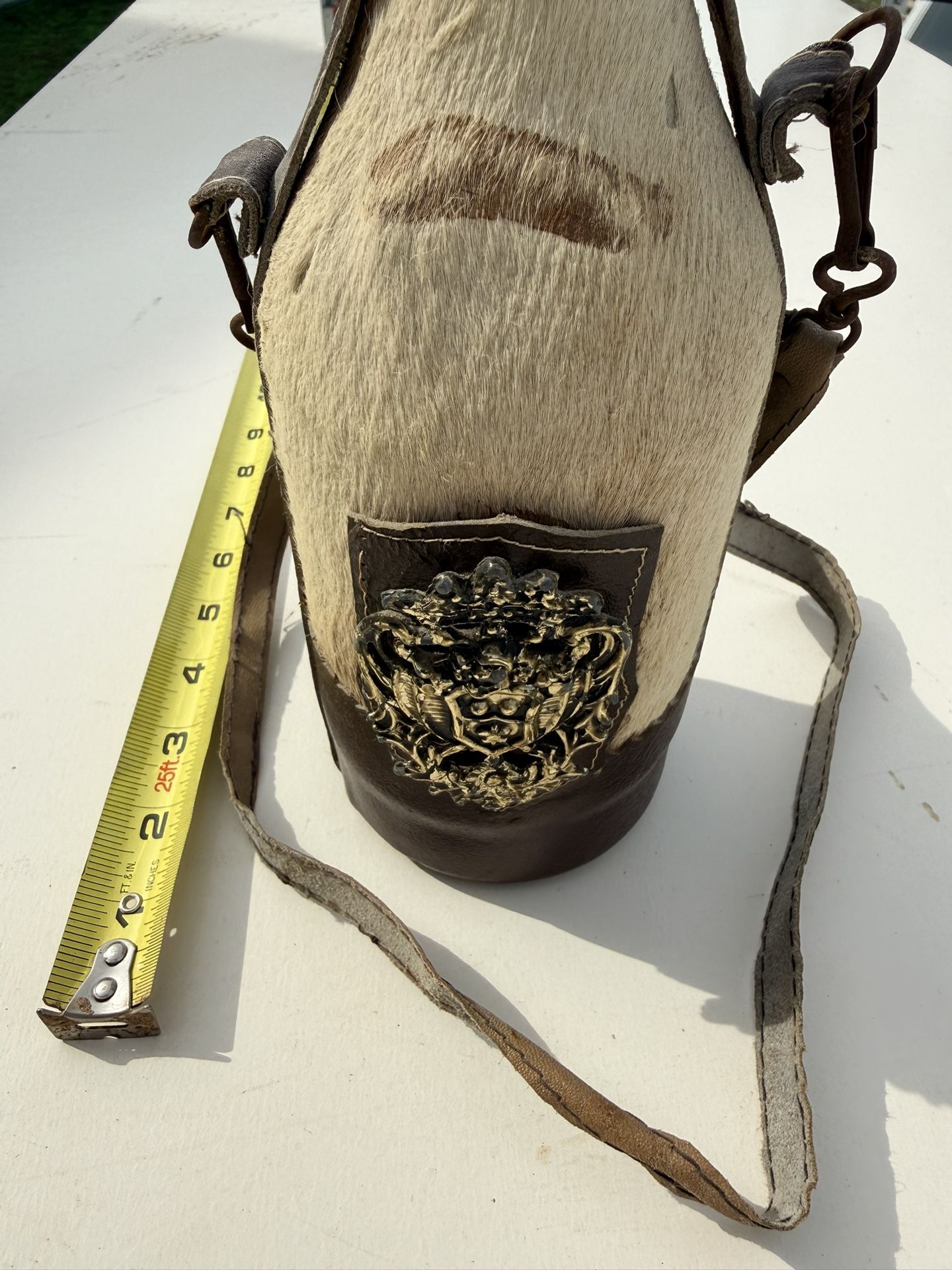 Cowhide Encased Glass Bottle