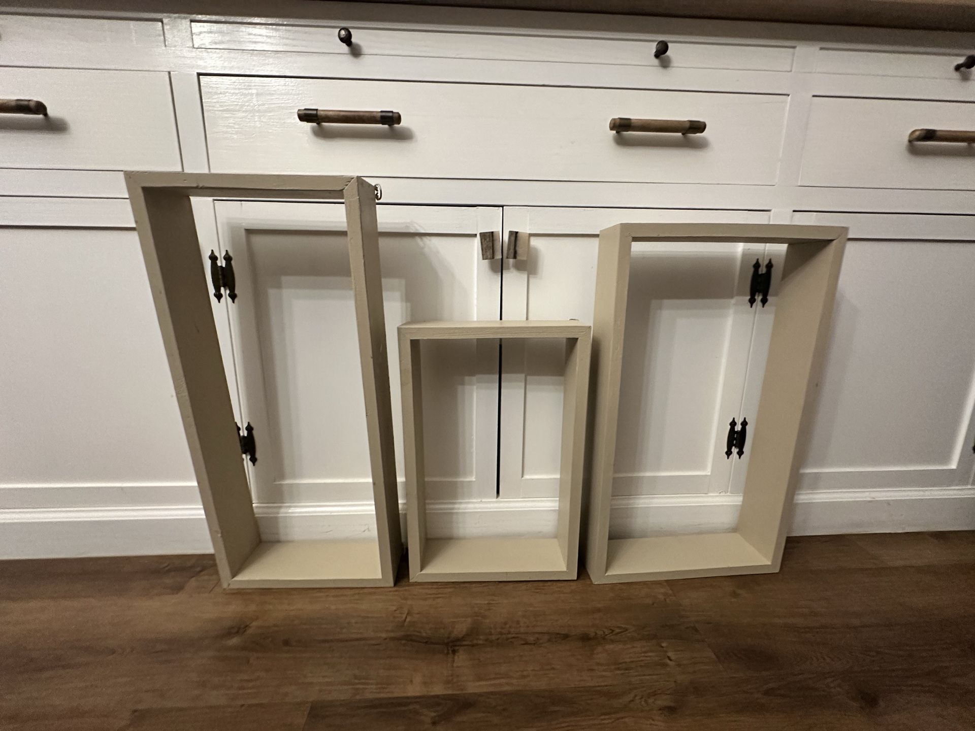Set of 3 Shadow Box Wall Shelves – Farmhouse Style