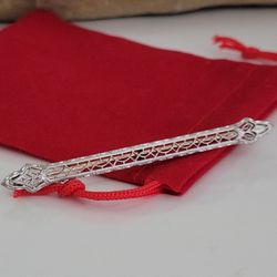 ❤️Beautiful Vintage piece, solid 14k white gold pin amazing filigree design 👌🎁🥰