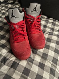 Red suede jordan 5s (size 11)