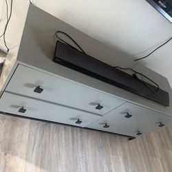 Modern bedroom grey dresser with square handles