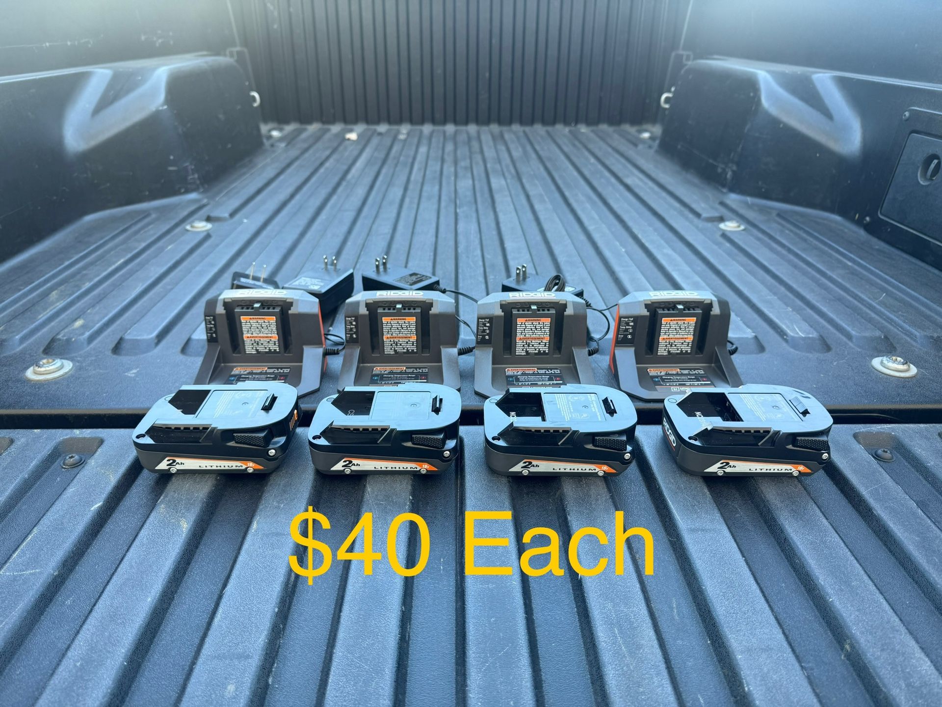 RIDGID 2Ah Battery & Charger Kit **4 Available, $40 Each**